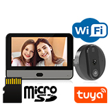 Видеоглазок с монитором Tuya Wi-Fi для двери HDcom DW1-Tuya с записью на SD карту и датчиком движения
